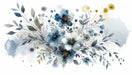 Pink floral wallpaper mural | Blue watercolor with petals and leaves - Carving wallpaper