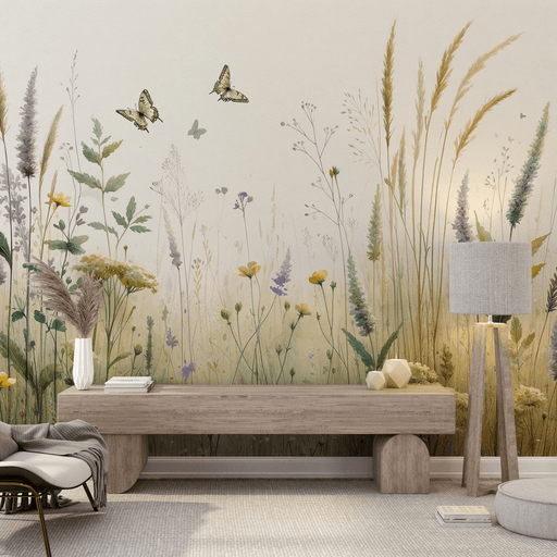 Pink floral wallpaper with soft colors in the flower field - Carving wallpaper