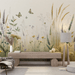 Pink floral wallpaper with soft colors in the flower field - Carving wallpaper