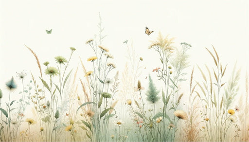 Pink flower wallpaper mural | Neutral toned flower field - Carving wallpaper