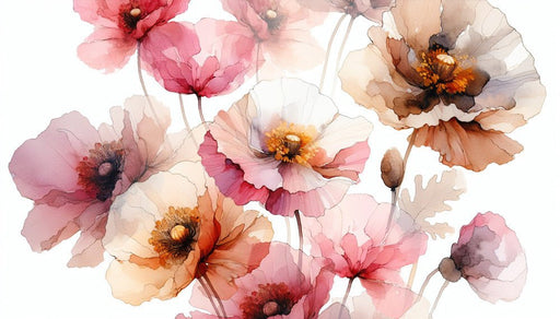 Pink flower wallpaper mural | Watercolor mixed with pink - Carving wallpaper