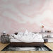 Pink Fluid Wallpaper Mural | Wave and Vortex Patterns - soft pink bedroom wallpaper with fluid wave textures, modern minimalist design for cozy sleep spaces
