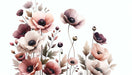 Pink Mural Wallpaper | Pink and White Retro Flowers - Carving wallpaper
