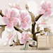 Pink peach wallpapers mural | romantic flowers - Carving wallpaper