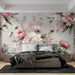 Pink Peony Wallpaper Mural | Pink and White Peony Flowers - Carving wallpaper