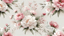 Pink Peony Wallpaper Mural | Pink and White Peony Flowers - Carving wallpaper