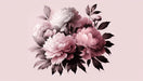 Pink Peony Wallpaper Mural | Beautiful Plants - Pink peonies bouquet with soft pastel hues and dark leaves, elegant bedroom decor