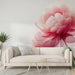 Pink Peony Wallpaper Mural | White Background Flower - elegant pink peony mural on white background, serene living room backdrop