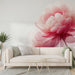 Pink Peony Wallpaper Mural | White Background Flower - Carving wallpaper