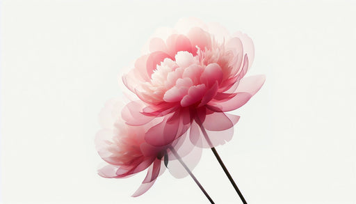 Pink Peony Wallpaper Mural | White Background Flower - Carving wallpaper