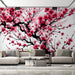 Pink Plum Blossom Wallpaper Mural | Chinese Flowers - Carving wallpaper