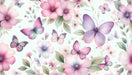 Pink Purple Flower Butterfly Wallpaper Mural | Watercolor Style - Carving wallpaper