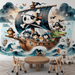 Pirate wallpaper, childish sailor team - Carving wallpaper