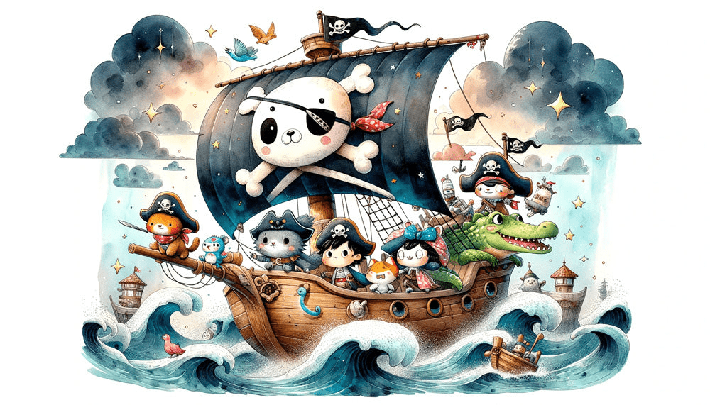 Pirate wallpaper, childish sailor team - Carving wallpaper