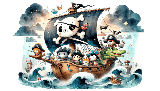 Pirate wallpaper, childish sailor team - Carving wallpaper