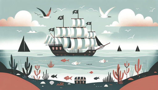 Pirate Wallpaper Mural | Fish and Underwater Treasures - Carving wallpaper