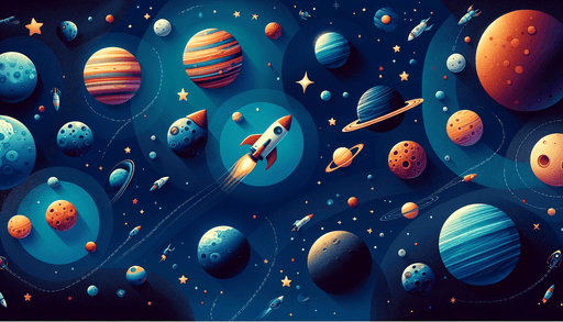 Planets and Rockets in Space Wallpaper Cartoon - Carving wallpaper