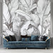 Plant Leaf Wallpaper Mural | Black and White Leaves - Carving wallpaper
