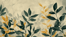 Plant Leaf Wallpaper Mural | Dark Green and Golden Leaves - Carving wallpaper