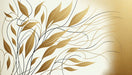 Plant Line Wallpaper Mural | Yellow Leaves - Carving wallpaper