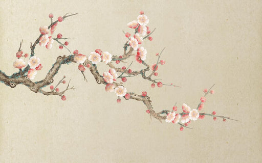 Plum Blossom Wallpaper Mural | Pink and White Plum Blossom Decorative Wallpaper - Carving wallpaper