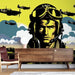 Pop Art Aviation Mural: LACY Pilot & Fighter Jet Squadron - Bold Yellow/Black Wallpaper