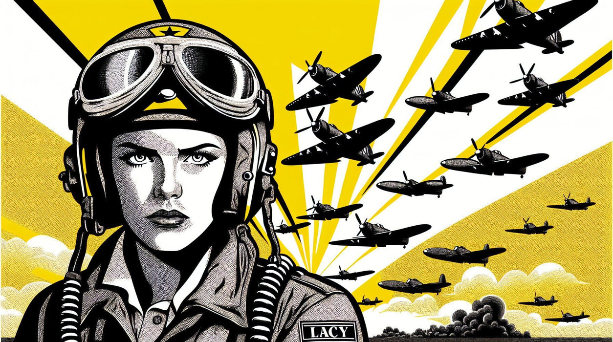 Pop Art Pilot Wallpaper Mural – Bold Black & Yellow Aviation Theme – High-Resolution Décor for Bedroom & Living Room