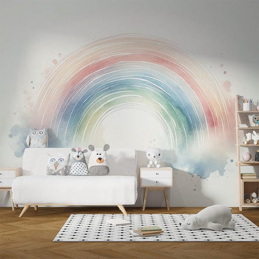 Rainbow and Cloud Wallpaper Mural | Watercolor - Carving wallpaper