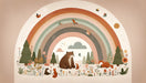 Rainbow Animal Wallpaper | Rainbow Fox, Plants, Birds, Children's Wallpaper - Carving wallpaper