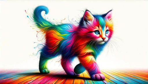 Rainbow Cat Wallpaper Mural | Children's Room Bedroom Playful Art Decorative Wall