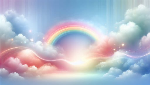 Rainbow Wallpaper Mural | Clouds and Sky Colored by Magical Rainbow - Carving wallpaper
