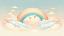 Rainbow Wallpaper Mural | Clouds on a Soft Balloon Background - Carving wallpaper