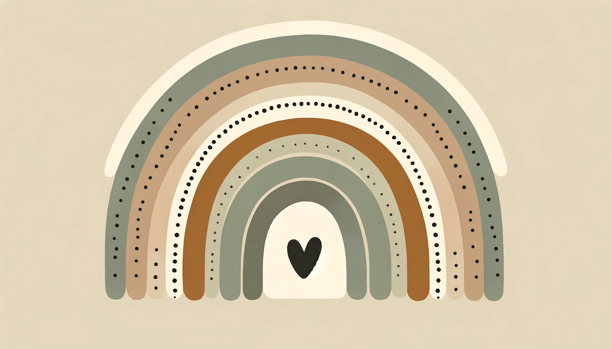 Rainbow Wallpaper Mural | Heart shaped and Neutral Tone - Carving wallpaper
