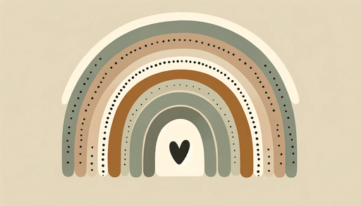 Rainbow Wallpaper Mural | Heart shaped and Neutral Tone - Carving wallpaper
