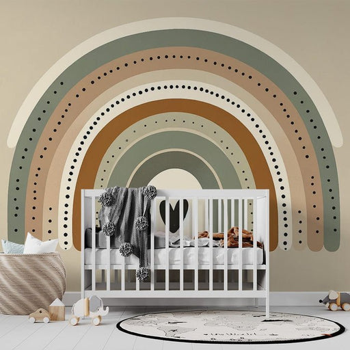 Rainbow Wallpaper Mural | Heart shaped and Neutral Tone - Carving wallpaper