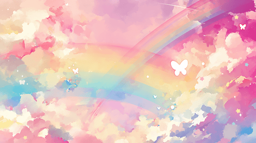 Rainbow Wallpaper Mural | Multi colored Background and Butterfly - Carving wallpaper
