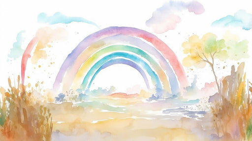 Rainbow Wallpaper Mural | Multicolor Watercolor Painting - Carving wallpaper