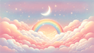 Rainbow wallpaper with pink clouds, stars, and new moon - Carving wallpaper