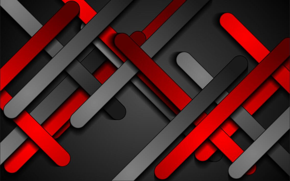 Red black contrasting geometric mural | interlaced line wallpaper - Carving wallpaper