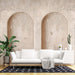 Relief art wallpaper mural | Living room bedroom three-dimensional decorative wall featuring floral arches with nature scene for immersive home decor