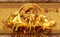 Relief horse wallpaper murals | Golden dragon eight Jun patterns show the luxurious atmosphere - Carving wallpaper