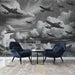 Retro Aircraft Mural Wallpaper | Vintage Fighter Jet Design | Industrial Game Room & Study Decor - dramatic grayscale military planes soaring through clouds mural backdrop