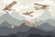 Retro airplane wallpaper | Nostalgic flying decoration painting for living room and bedroom