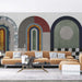 Retro arch wallpaper mural | Living room entrance art collage decorative wall