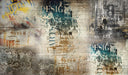 Retro art wallpaper | Small and niche design decorative wall for living room and bedroom - a vintage collage texture with text elements for retro atmosphere
