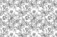 Retro black and white rose wallpaper mural | Hand drawn floral sketches - Carving wallpaper