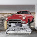 Retro car mural wallpaper | Desert road showcases classic charm - Carving wallpaper