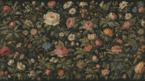 Retro floral wallpaper mural | Monotonic retro color tone - Carving wallpaper