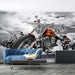 Retro Harley motorcycle wallpaper mural | Street cool motorcycle - bold orange Harley bike against black-white background in living room mural