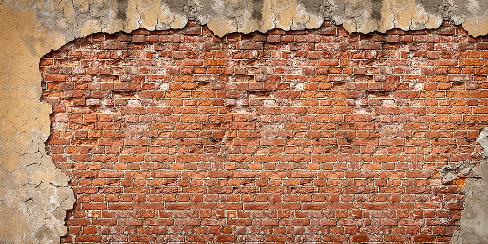 Retro Red Brick Wall Breaking Effect | Wallpaper Mural - Carving wallpaper